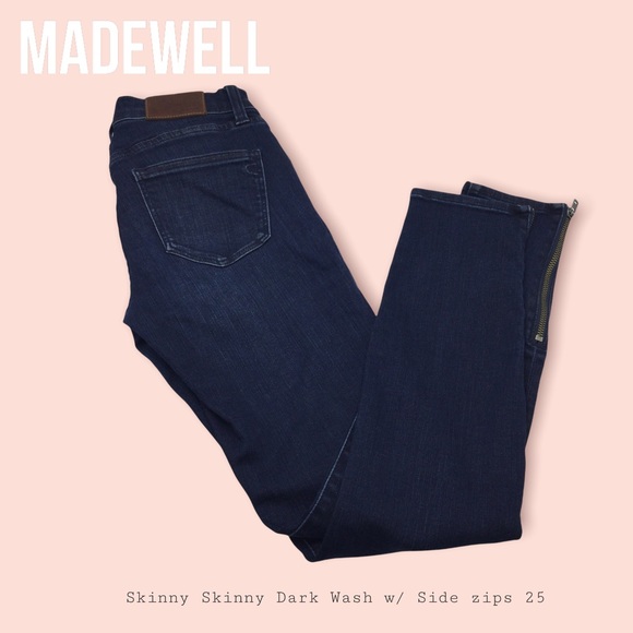 MADEWELL|Skinny skinny Dark wash w zips SZ 25 EUC - Picture 15 of 15